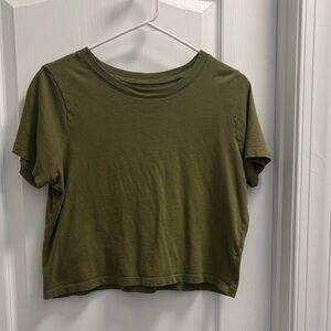 Madewell Olive Short Sleeve Crop Top